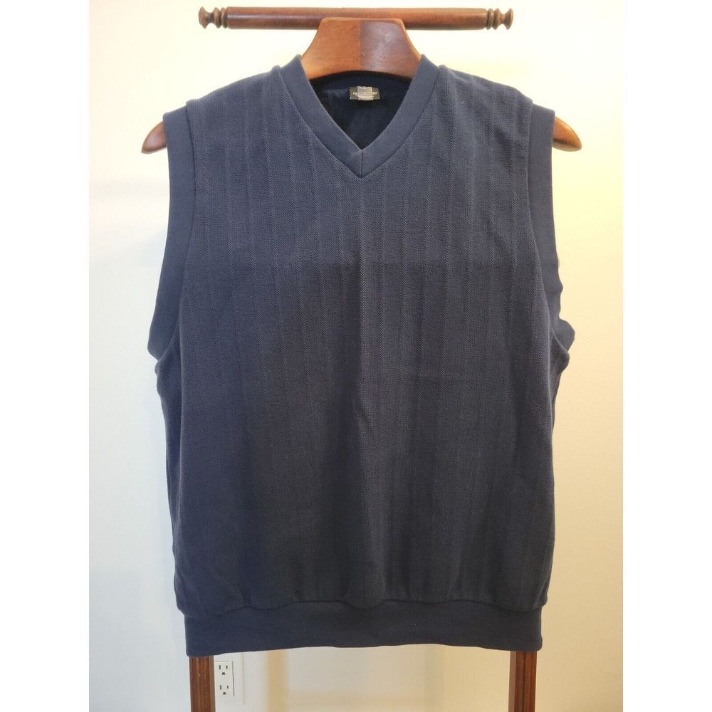 Nike Golf Sweater Vest Men's L Sleeveless V-Neck Navy Blue 100% Cotton